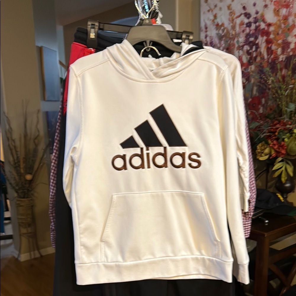 Adidas Cream Hoodie with Black Logo